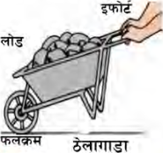 Wheelbarrow: the wheel is the fulcrum, the heavy tray is the load and the handles take the effort.