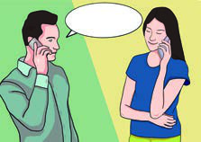 Two friends on a phone call. Meeting is only a distant hope: we might meet one day.