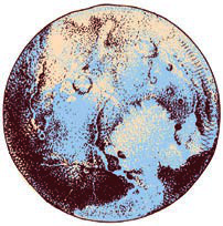 Pluto, the small icy world at the edge of the solar system. It was counted as the ninth planet until 2006, when scientists moved it to a new category.