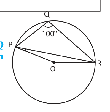 Q is on the short arc, so \( \angle PQR \) stands on the long arc PR, and the central angle on that arc is the reflex angle POR.