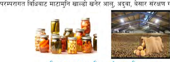 Pickle sealed in jars, and potatoes stacked in a cold storage centre. One aim, reached two different ways.