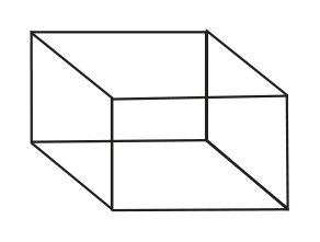 An open cube with the same base and the same height as the pyramid