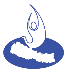 The logo of the Nepal Tourism Board, with the map of Nepal held inside it.