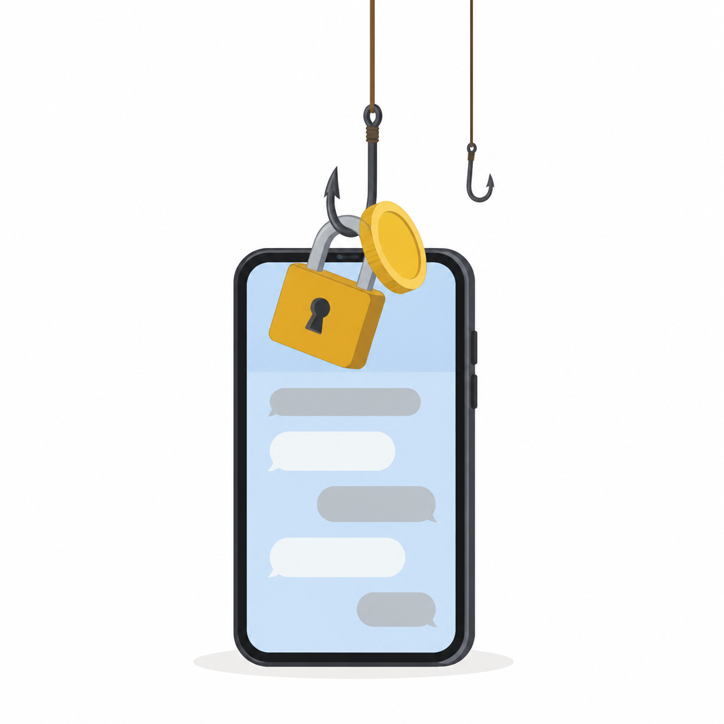 In phishing, a message is used as bait to pull the user's password and money out
