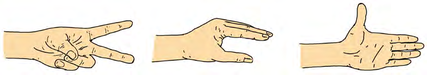 As the position of the fingers changes, the pair of line segments they stand for changes too.
