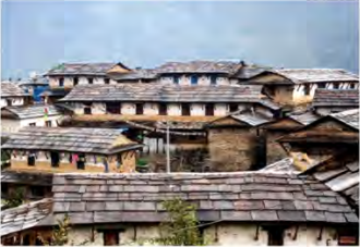 The roofs of traditional Nepali houses, laid with sheets of slate.