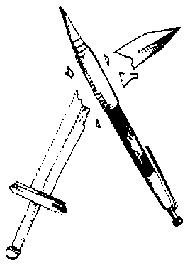 A pen and a sword crossed against each other. The picture asks which of the two is really more powerful.