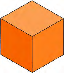 A folded cube, with three faces in view and three hidden, six faces in all.