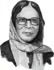 A Nepali personality in spectacles and a headscarf