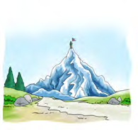 A climber reached the top of the snow peak and planted a flag there.