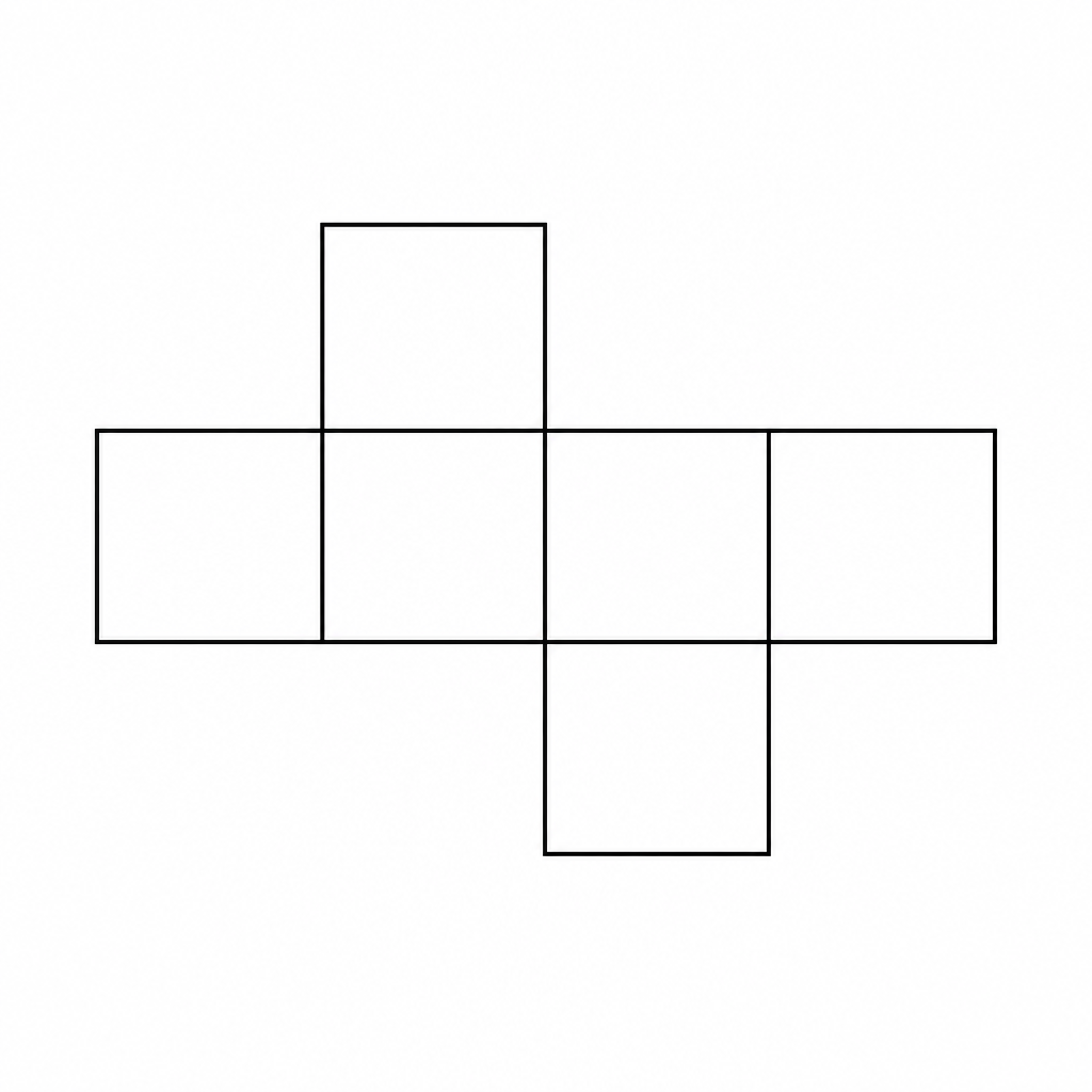 Four squares in a row with one above the second and one below the third: this net does fold into a cube.